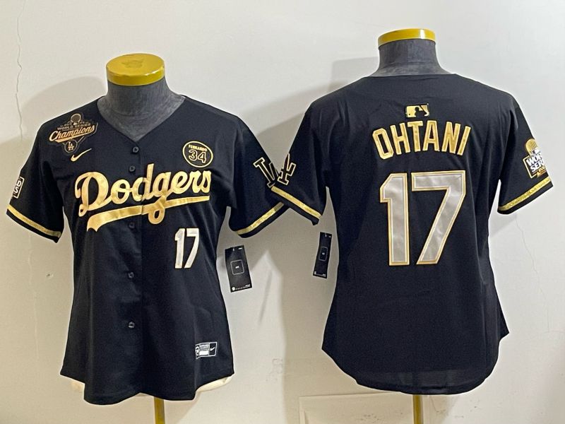 Women 2026 Los Angeles Dodgers #17 Ohtani black Game Nike MLB Jersey 004->women mlb jersey->Women Jersey